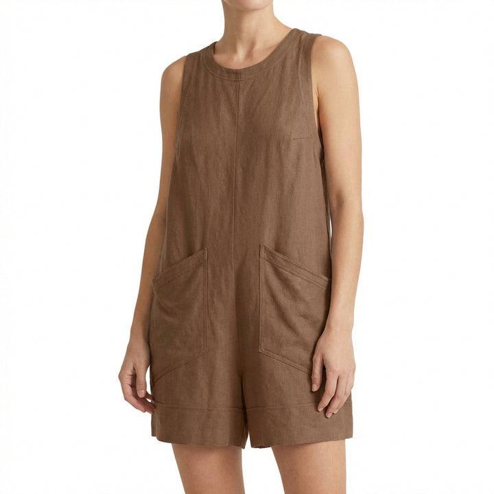 Women's Sleeveless Summer Romper – Casual Beach Jumpsuit with Pockets