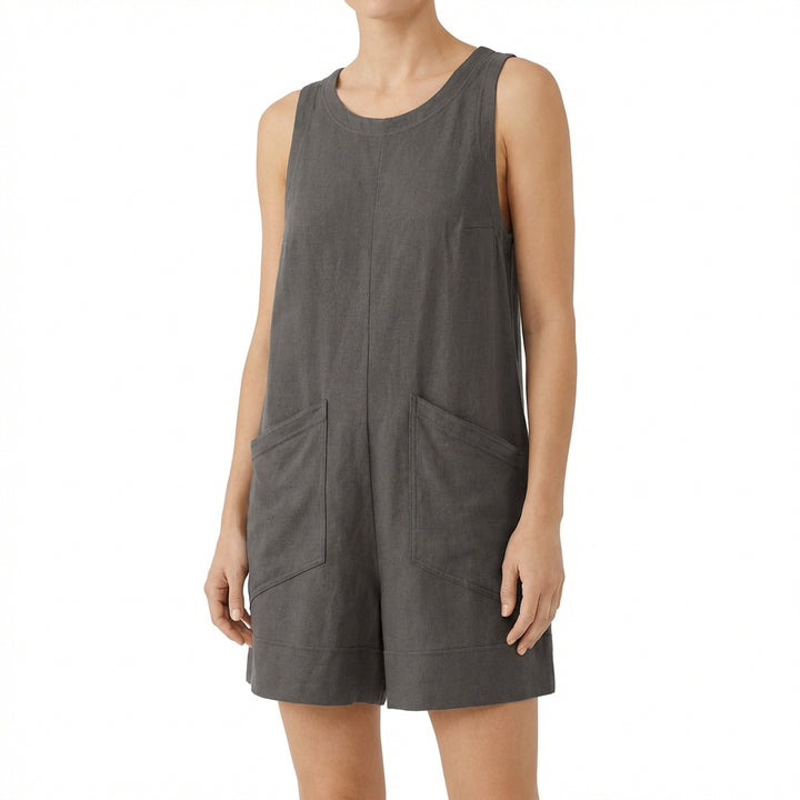 Women's Sleeveless Summer Romper – Casual Beach Jumpsuit with Pockets