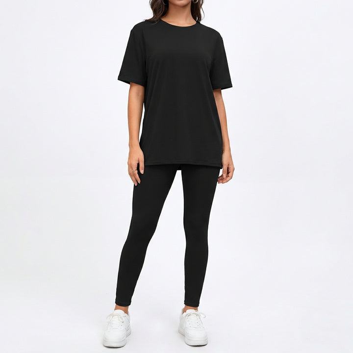 Women's 3-Piece Lounge Set – Short Sleeve Round Neck Top with Shorts & Pants