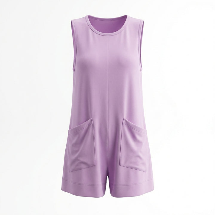 Women's Sleeveless Summer Romper – Casual Beach Jumpsuit with Pockets