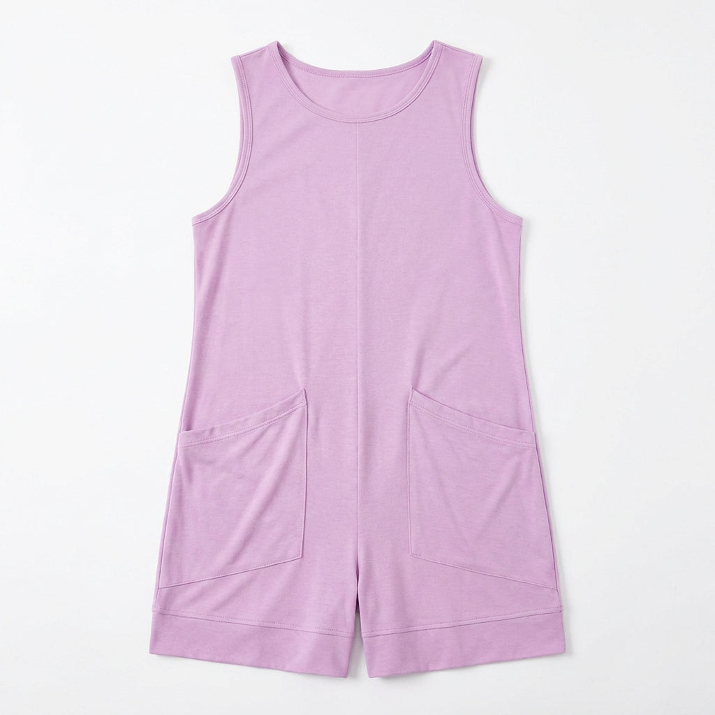 Women's Sleeveless Summer Romper – Casual Beach Jumpsuit with Pockets