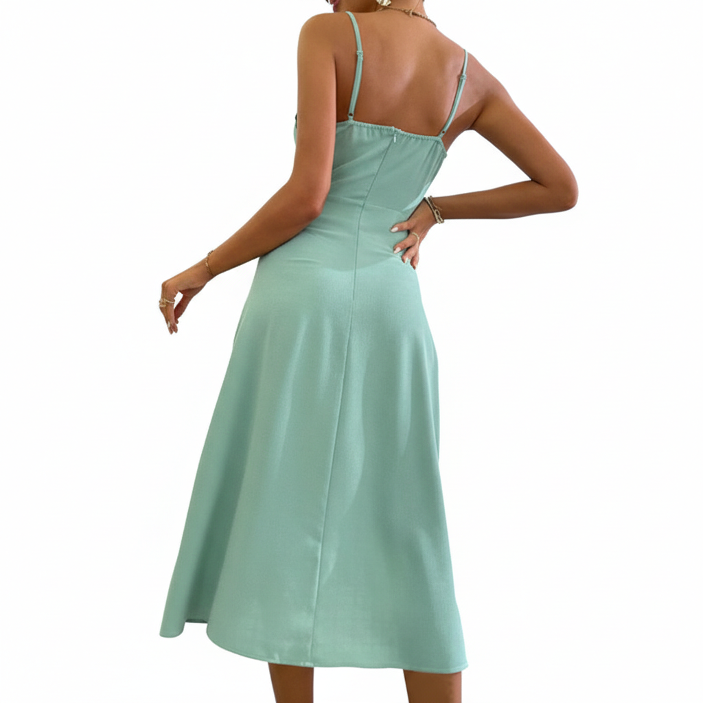 V-neck Slit Sling Dress Summer Fashion Sexy Slim Suspender Dresses For Women Clothing