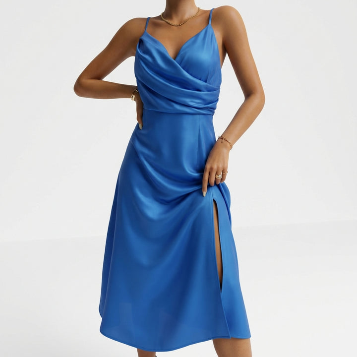 V-neck Slit Sling Dress Summer Fashion Sexy Slim Suspender Dresses For Women Clothing