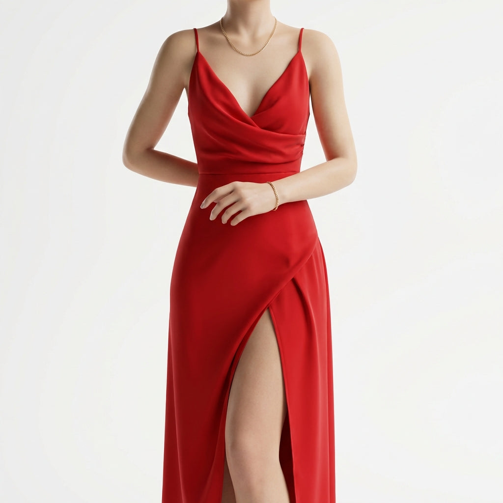 V-neck Slit Sling Dress Summer Fashion Sexy Slim Suspender Dresses For Women Clothing