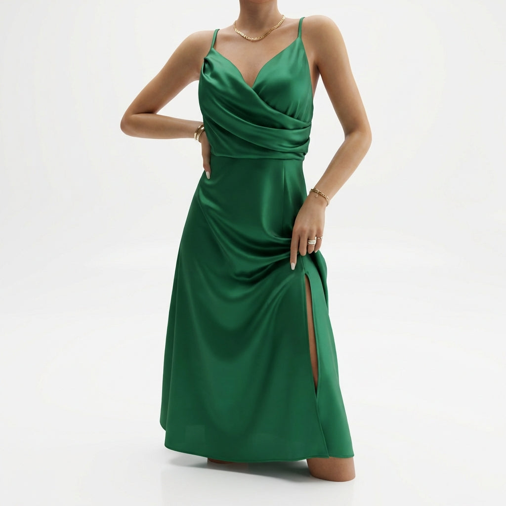 V-neck Slit Sling Dress Summer Fashion Sexy Slim Suspender Dresses For Women Clothing