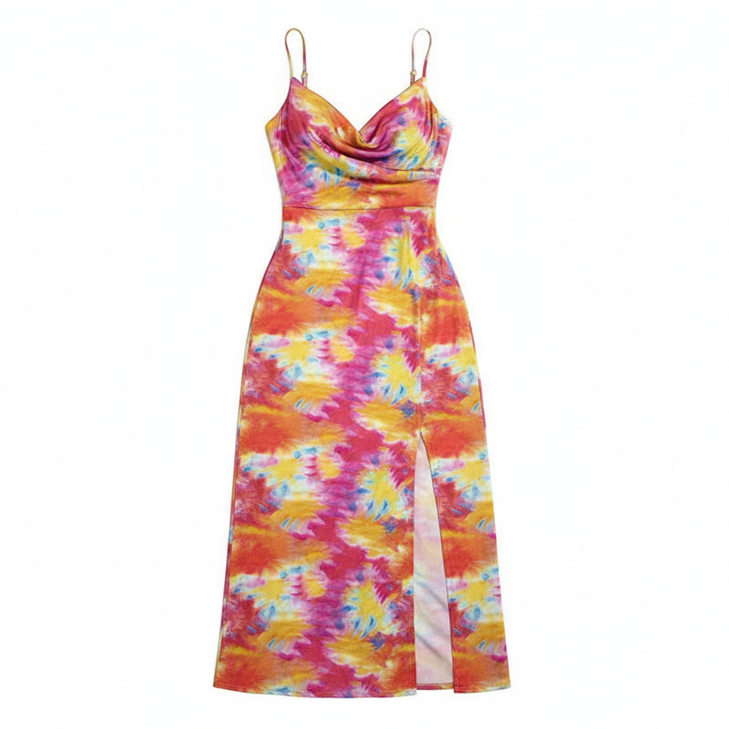 V-neck Slit Sling Dress Summer Fashion Sexy Slim Suspender Dresses For Women Clothing