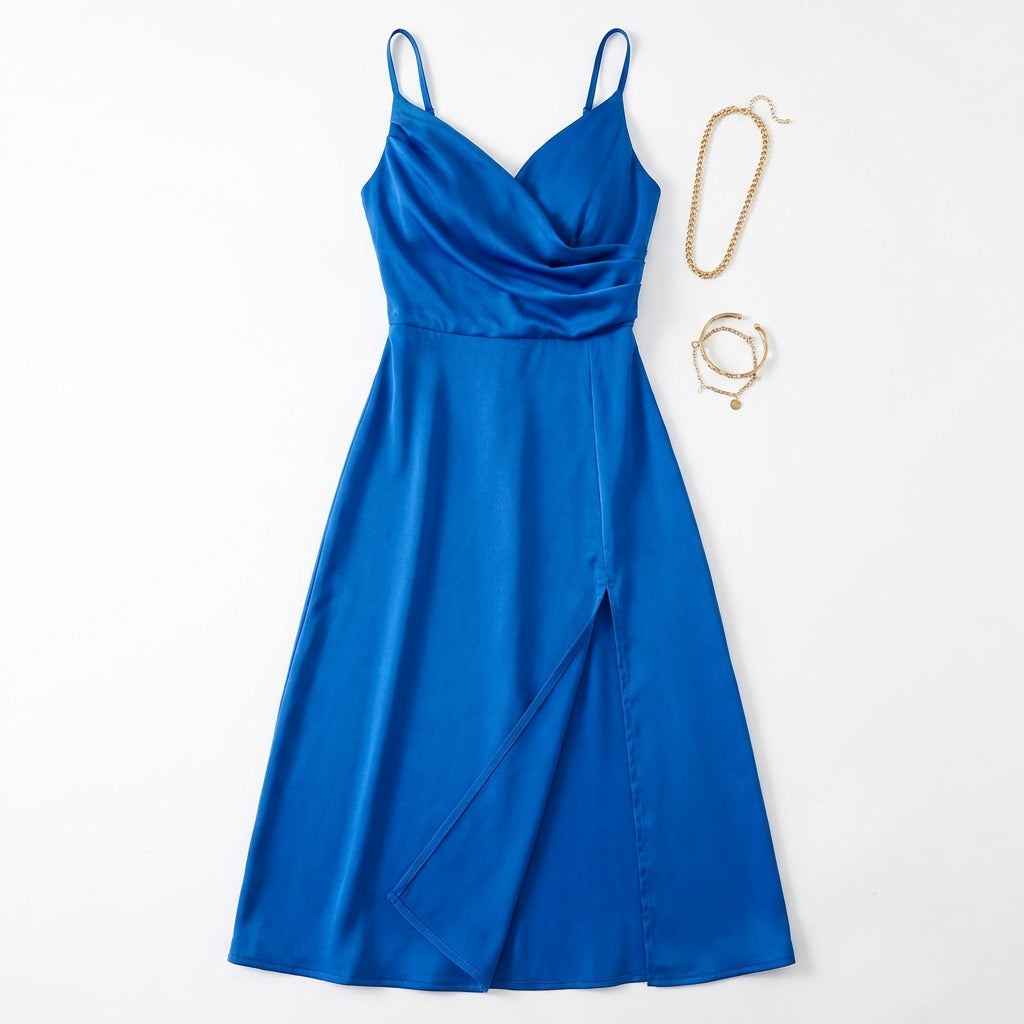 V-neck Slit Sling Dress Summer Fashion Sexy Slim Suspender Dresses For Women Clothing