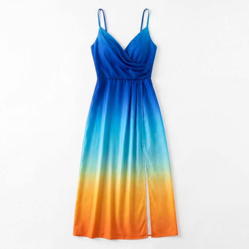 V-neck Slit Sling Dress Summer Fashion Sexy Slim Suspender Dresses For Women Clothing
