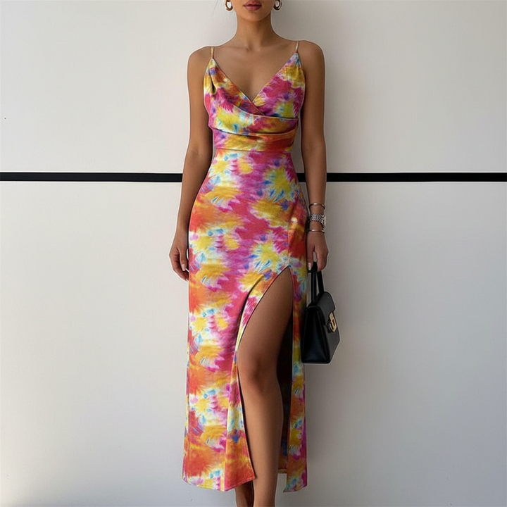 V-neck Slit Sling Dress Summer Fashion Sexy Slim Suspender Dresses For Women Clothing