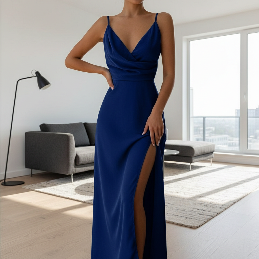 V-neck Slit Sling Dress Summer Fashion Sexy Slim Suspender Dresses For Women Clothing