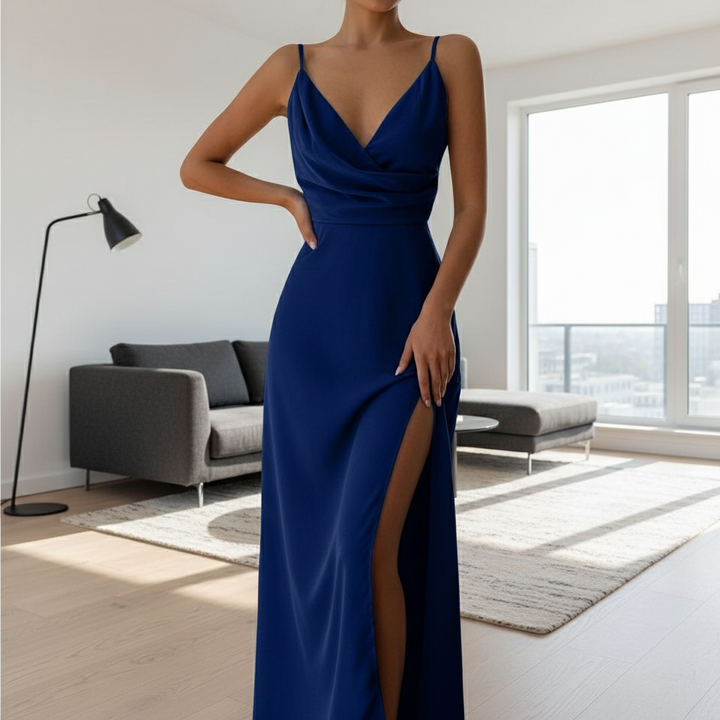 V-neck Slit Sling Dress Summer Fashion Sexy Slim Suspender Dresses For Women Clothing