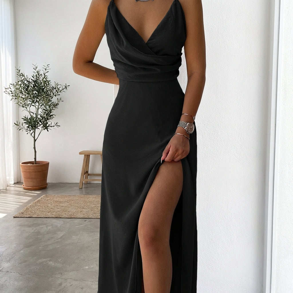 V-neck Slit Sling Dress Summer Fashion Sexy Slim Suspender Dresses For Women Clothing