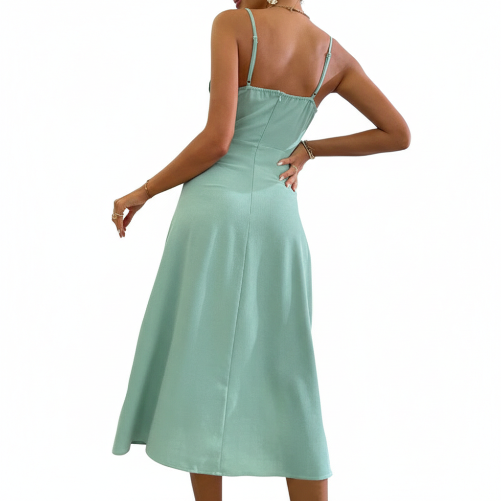 V-neck Slit Sling Dress Summer Fashion Sexy Slim Suspender Dresses For Women Clothing