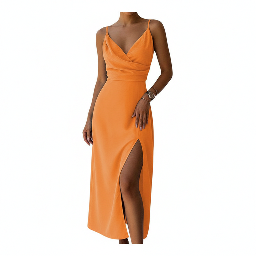 V-neck Slit Sling Dress Summer Fashion Sexy Slim Suspender Dresses For Women Clothing