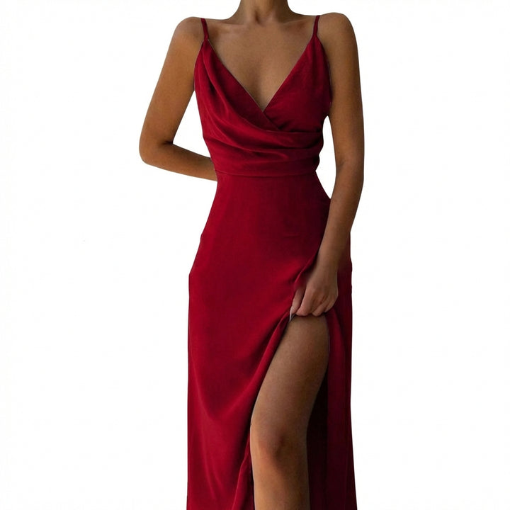 V-neck Slit Sling Dress Summer Fashion Sexy Slim Suspender Dresses For Women Clothing