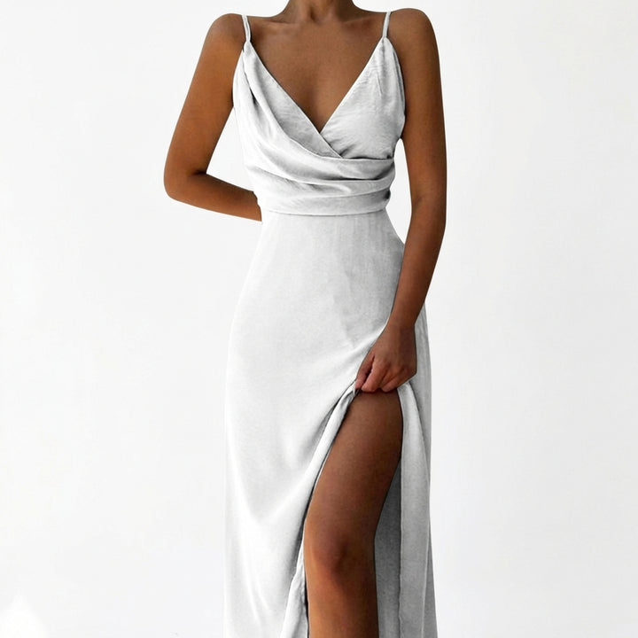 V-neck Slit Sling Dress Summer Fashion Sexy Slim Suspender Dresses For Women Clothing