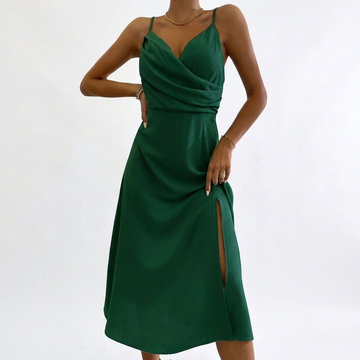V-neck Slit Sling Dress Summer Fashion Sexy Slim Suspender Dresses For Women Clothing