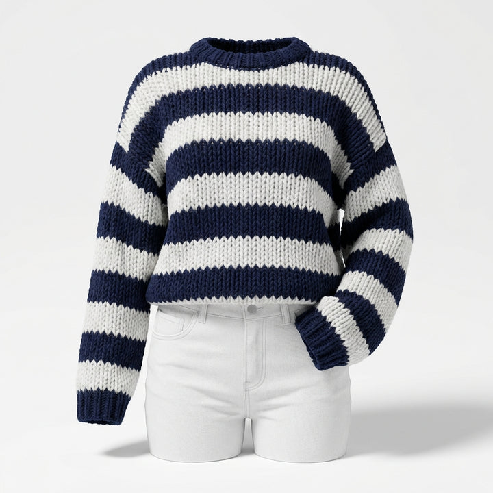 Loose Striped Pullover Sweater Fashion Versatile Long-sleeved Knitted Tops For Women Clothing