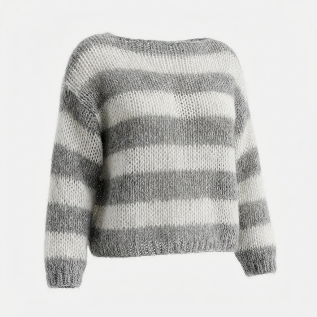 Loose Striped Pullover Sweater Fashion Versatile Long-sleeved Knitted Tops For Women Clothing