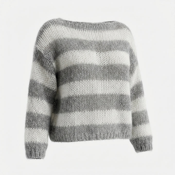 Loose Striped Pullover Sweater Fashion Versatile Long-sleeved Knitted Tops For Women Clothing