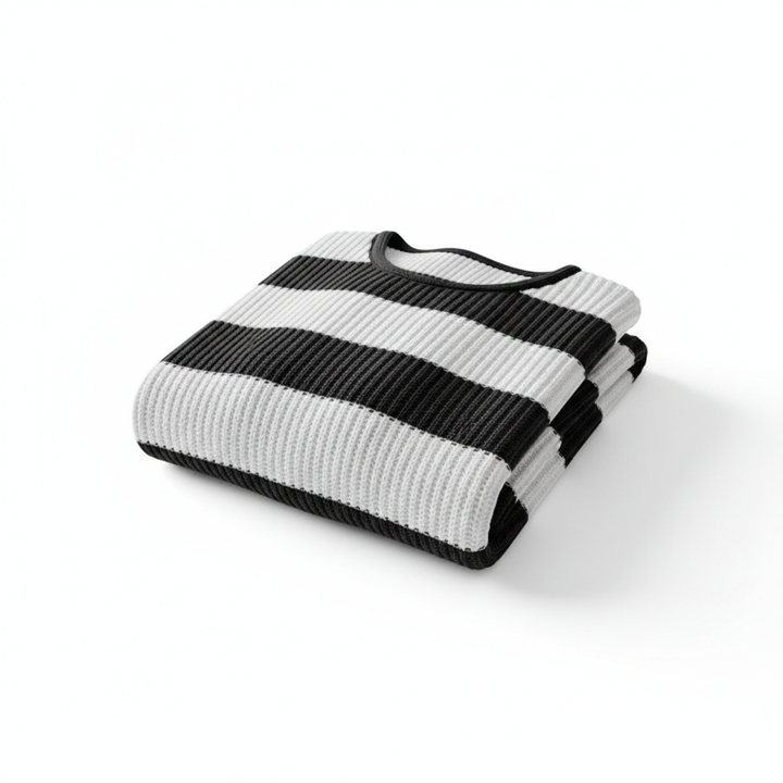 Loose Striped Sweater Fashion Casual Long Batwing Sleeve Round Neck Pullover Knit Tops Women Clothing