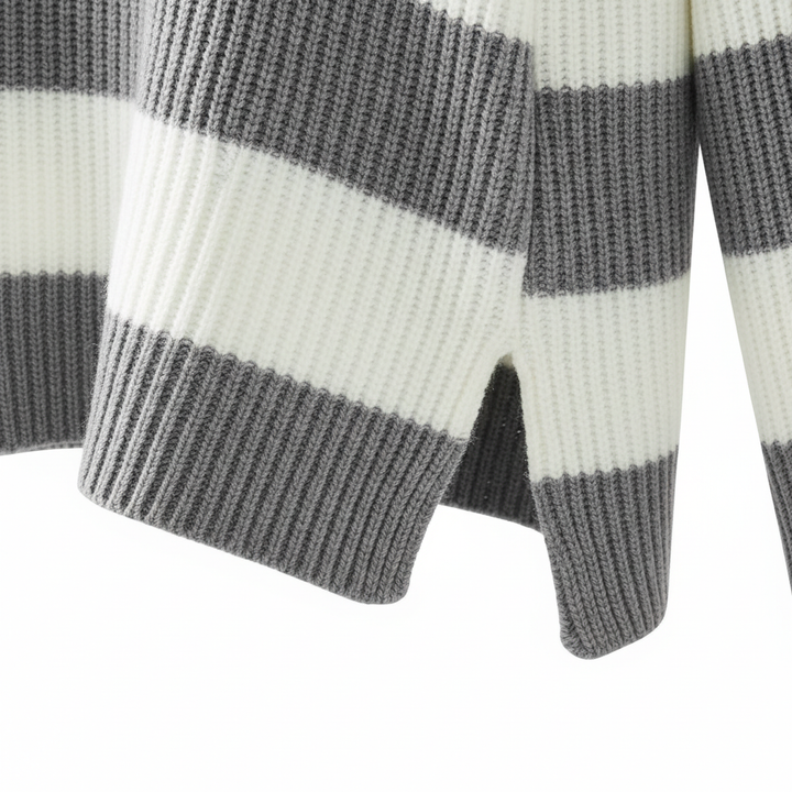 Loose Striped Sweater Fashion Casual Long Batwing Sleeve Round Neck Pullover Knit Tops Women Clothing
