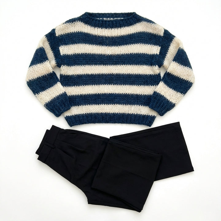 Loose Striped Pullover Sweater Fashion Versatile Long-sleeved Knitted Tops For Women Clothing
