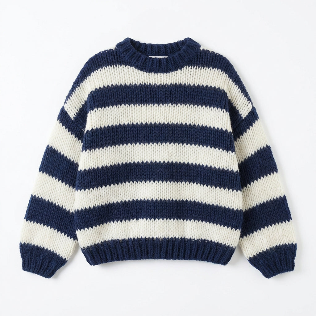 Loose Striped Pullover Sweater Fashion Versatile Long-sleeved Knitted Tops For Women Clothing