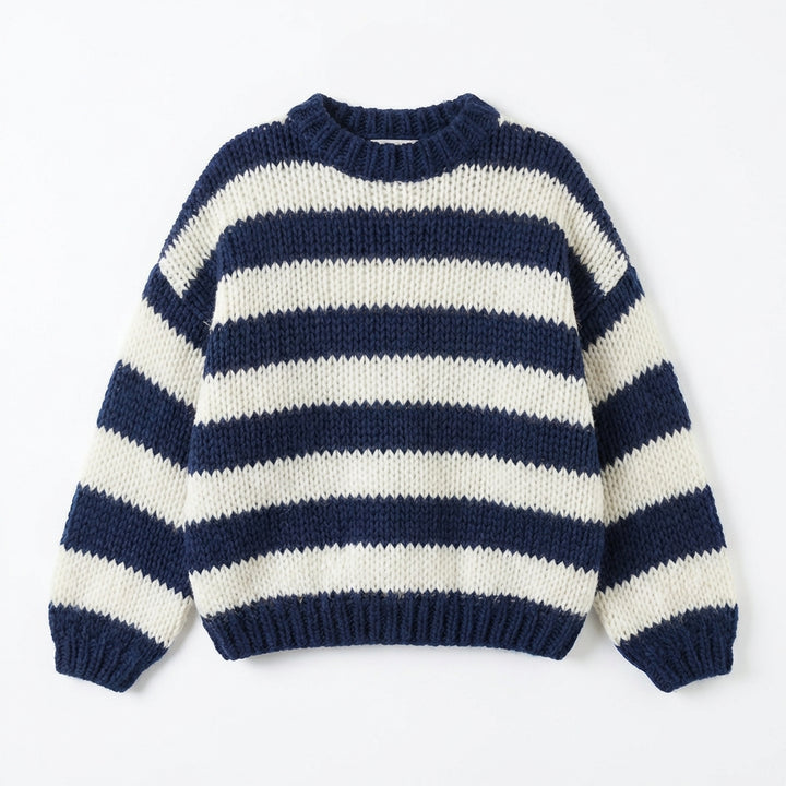 Loose Striped Pullover Sweater Fashion Versatile Long-sleeved Knitted Tops For Women Clothing