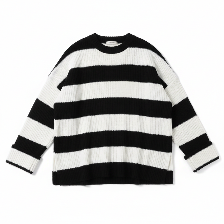 Loose Striped Sweater Fashion Casual Long Batwing Sleeve Round Neck Pullover Knit Tops Women Clothing