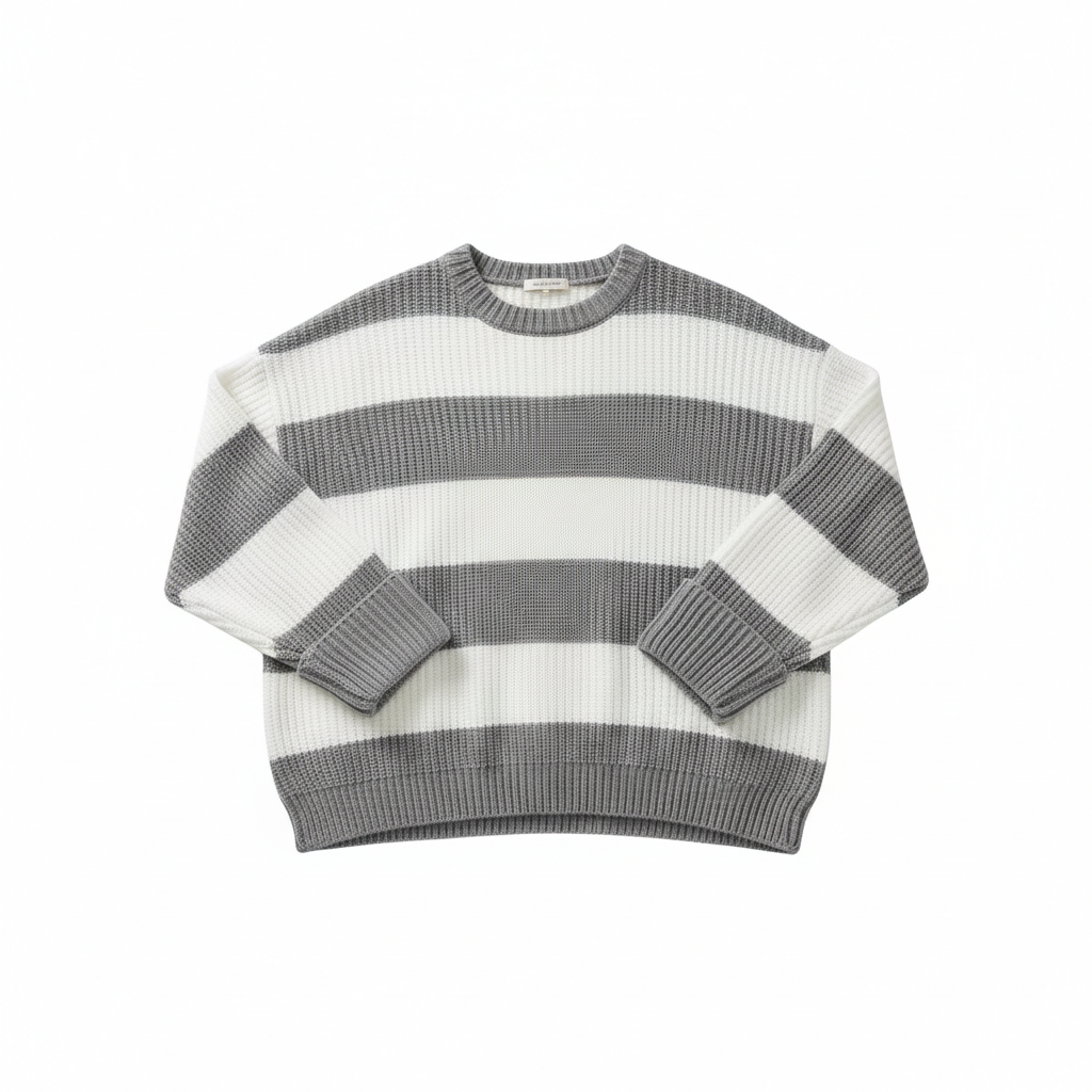 Loose Striped Sweater Fashion Casual Long Batwing Sleeve Round Neck Pullover Knit Tops Women Clothing