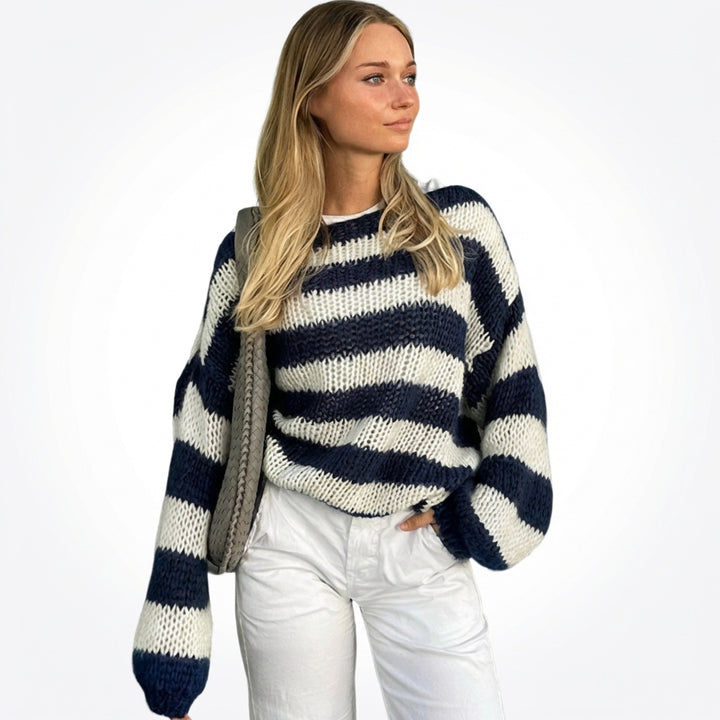 Loose Striped Pullover Sweater Fashion Versatile Long-sleeved Knitted Tops For Women Clothing
