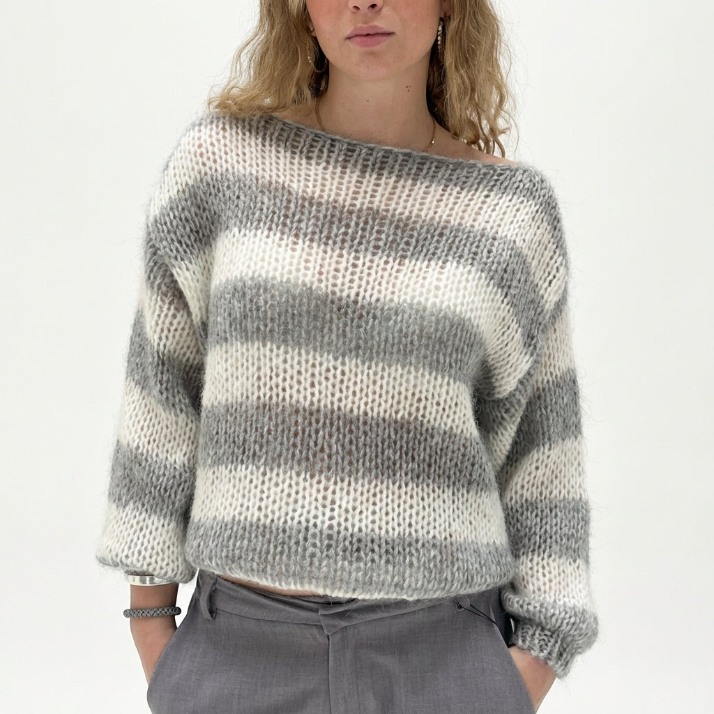 Loose Striped Pullover Sweater Fashion Versatile Long-sleeved Knitted Tops For Women Clothing