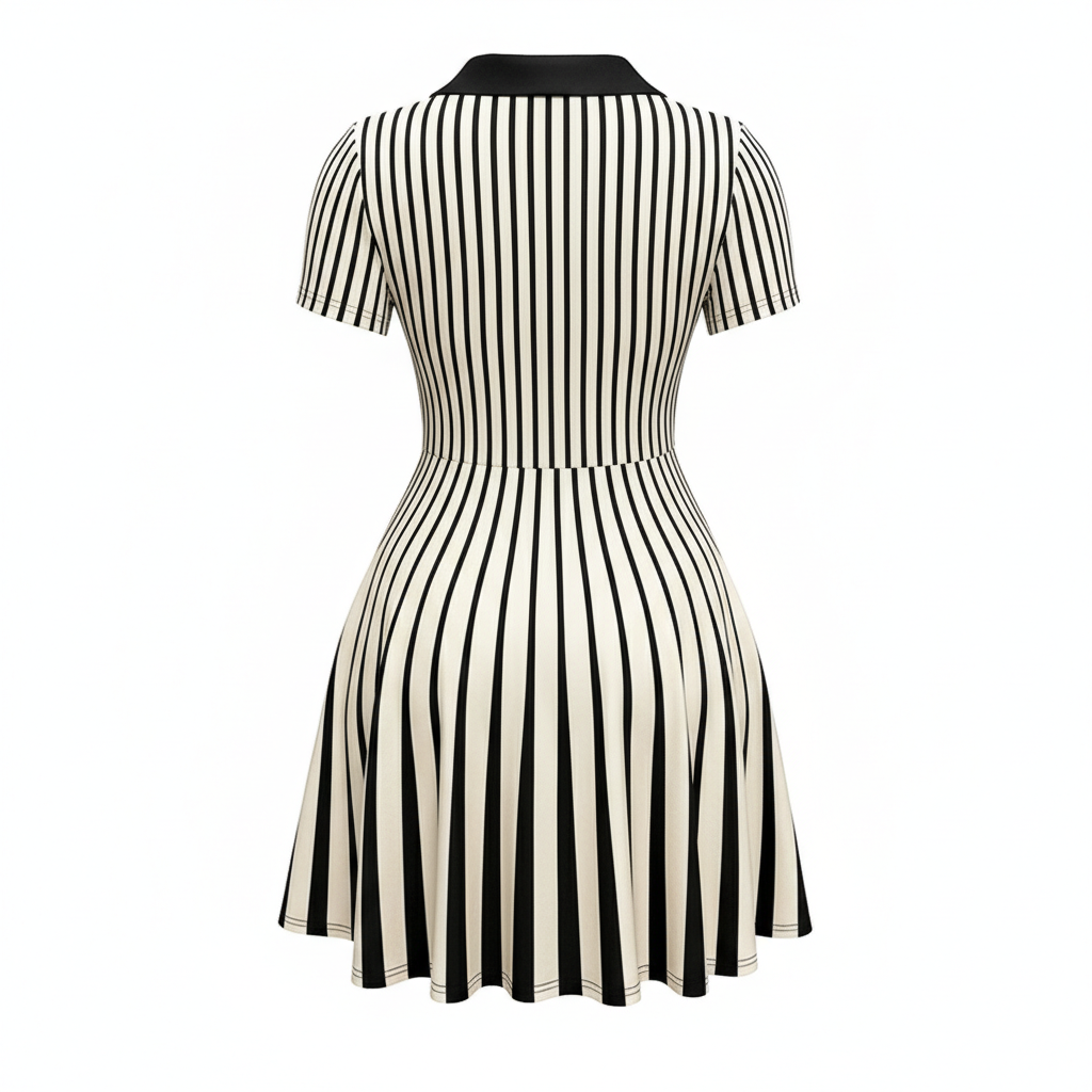Women's Polo Dress Elegant Striped V Neck Short Sleeve A Line Dresses