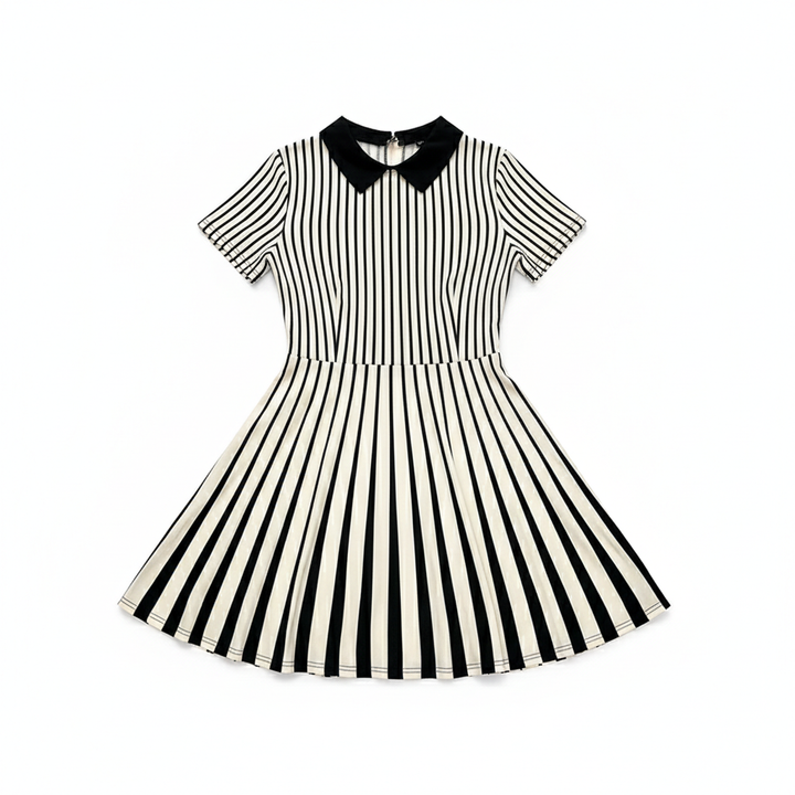 Women's Polo Dress Elegant Striped V Neck Short Sleeve A Line Dresses