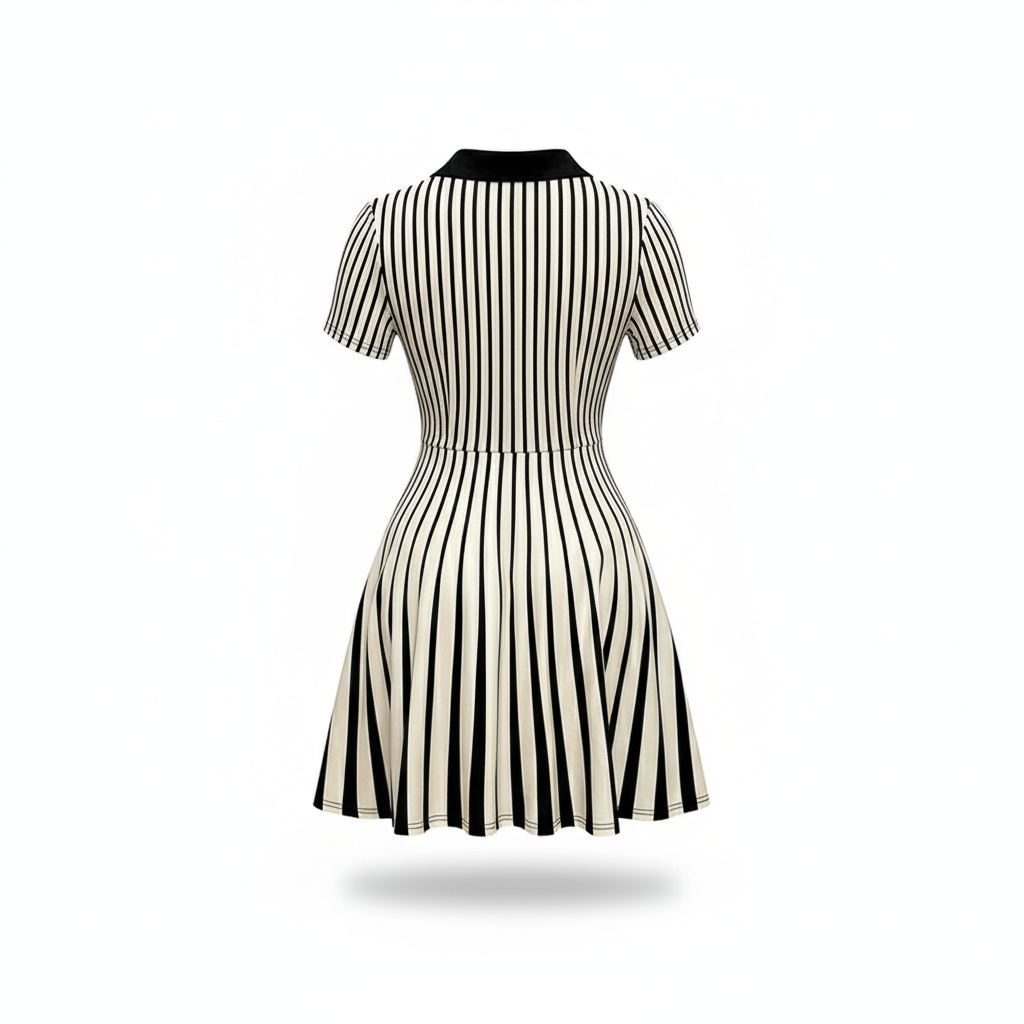 Women's Polo Dress Elegant Striped V Neck Short Sleeve A Line Dresses