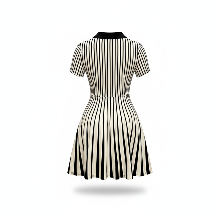 Women's Polo Dress Elegant Striped V Neck Short Sleeve A Line Dresses