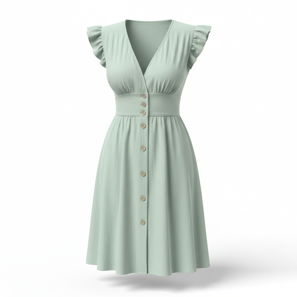 Women’s High Waist Short Dress – Elegant Flight Sleeve Style