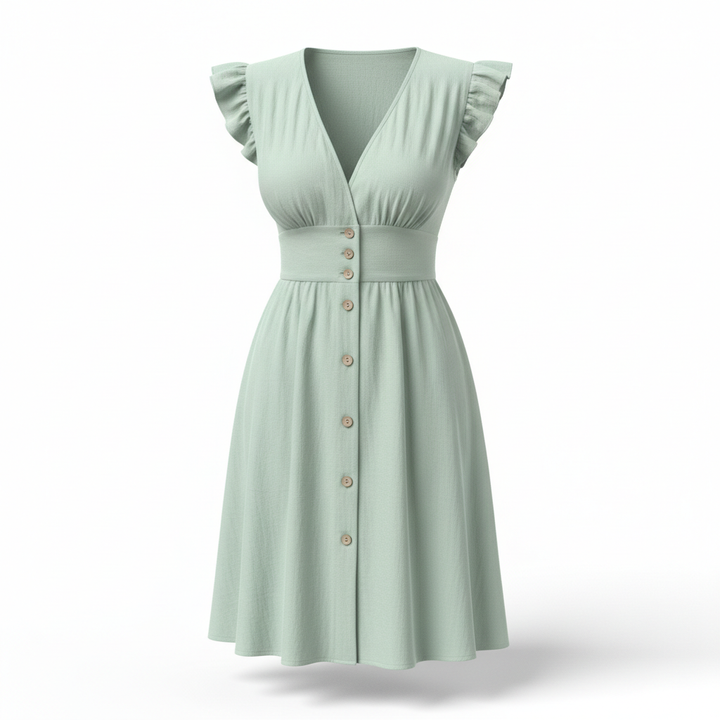 Women’s High Waist Short Dress – Elegant Flight Sleeve Style