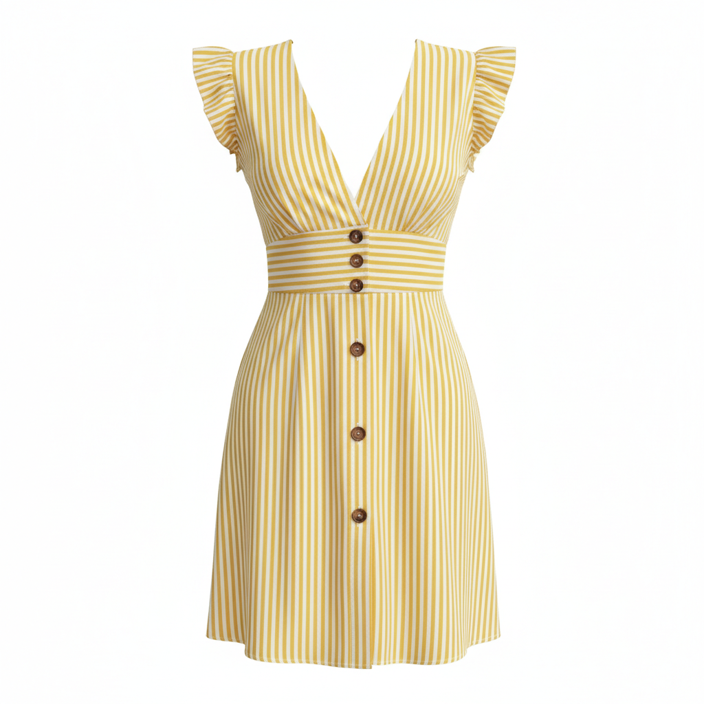Women’s High Waist Short Dress – Elegant Flight Sleeve Style