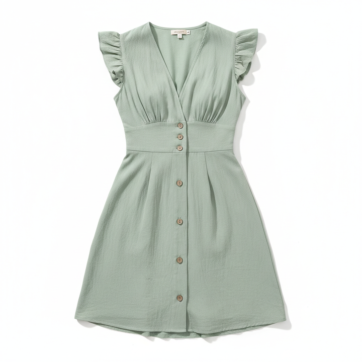 Women’s High Waist Short Dress – Elegant Flight Sleeve Style