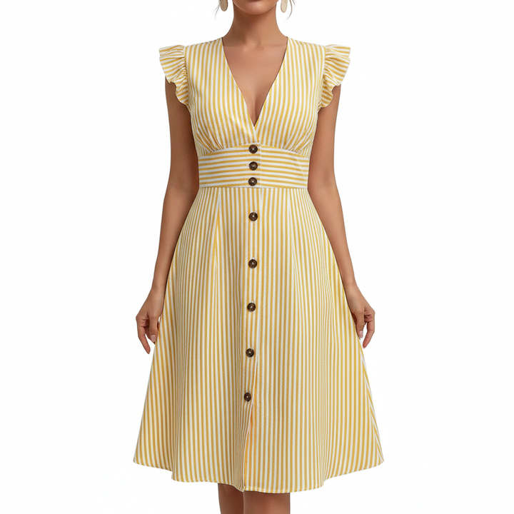 Women’s High Waist Short Dress – Elegant Flight Sleeve Style