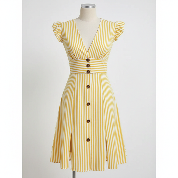 Women’s High Waist Short Dress – Elegant Flight Sleeve Style