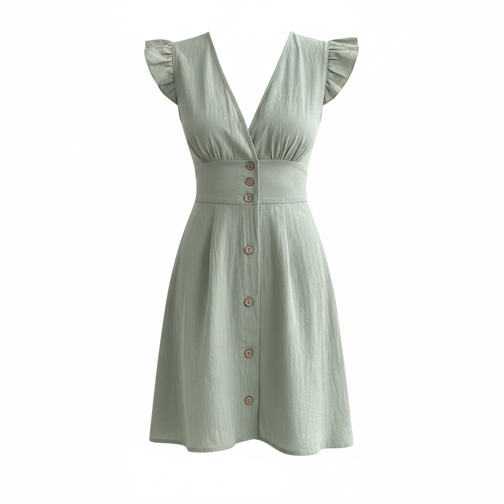 Women’s High Waist Short Dress – Elegant Flight Sleeve Style