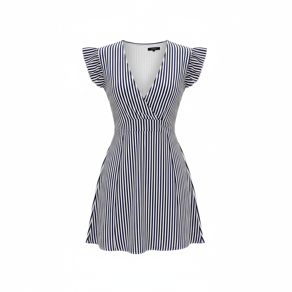 Women’s High Waist Short Dress – Elegant Flight Sleeve Style