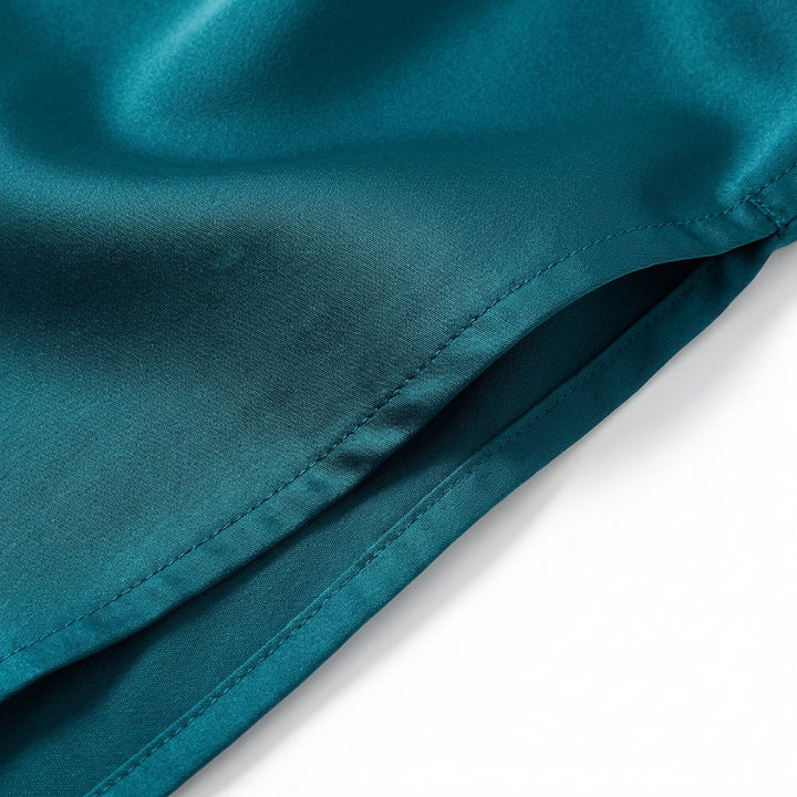 Elegant Temperament Long-sleeved Dress Satin Halterneck Formal Evening Dresses Women Clothing