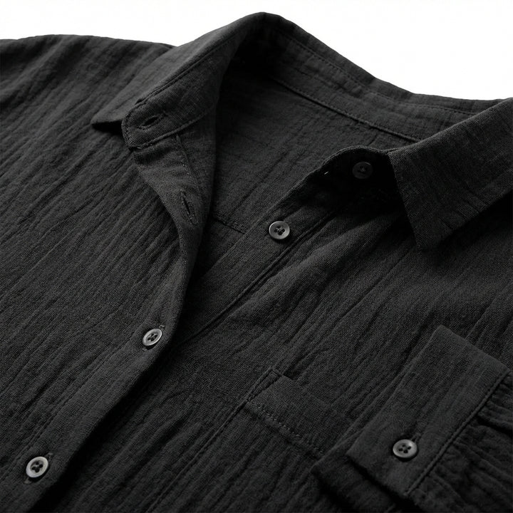 Lapel Long Sleeve Shirt Women's Single-breasted Pleated Shirt Tops Clothing