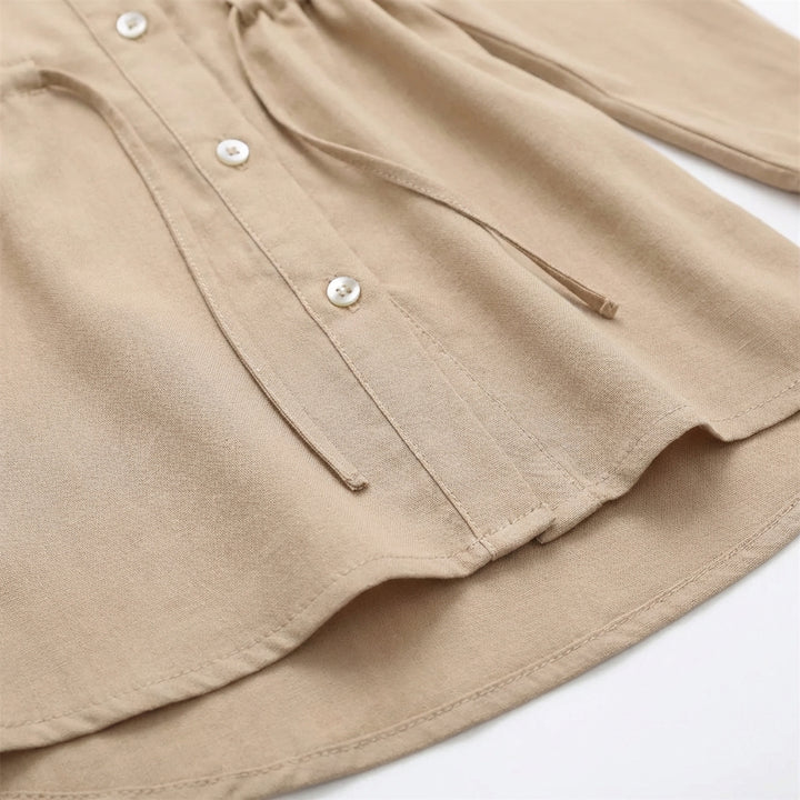 Women's Long Sleeve Jumpsuit With Button Fashion Shirt Dress
