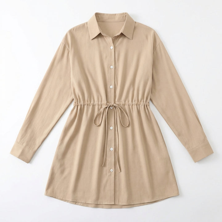 Women's Long Sleeve Jumpsuit With Button Fashion Shirt Dress
