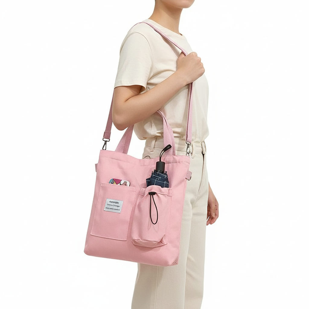 Harajuku Canvas Bags Students Handbag With Pockets Preppy Buckpack Shoulder Bag For Women Shoolbags